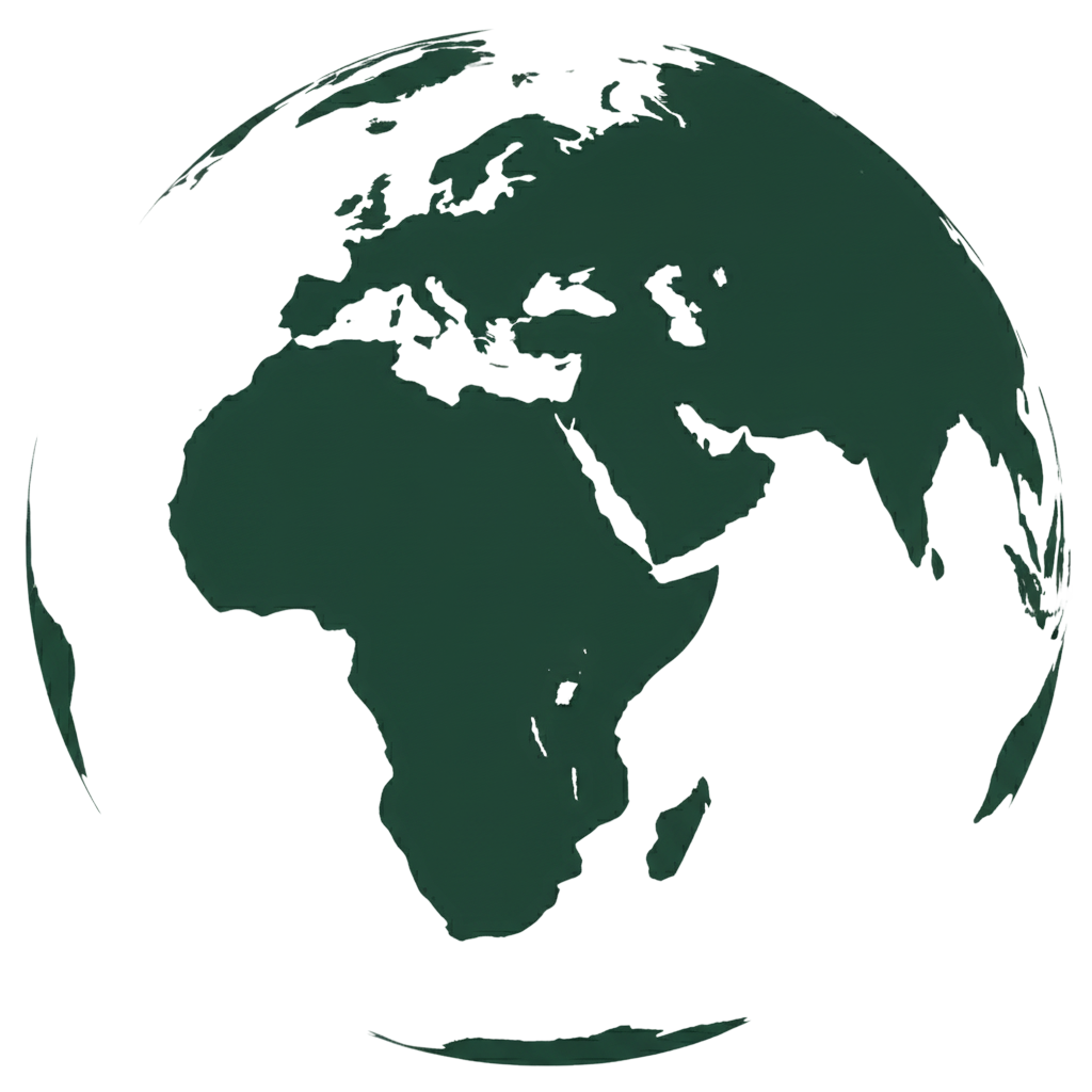 A green globe of the Earth